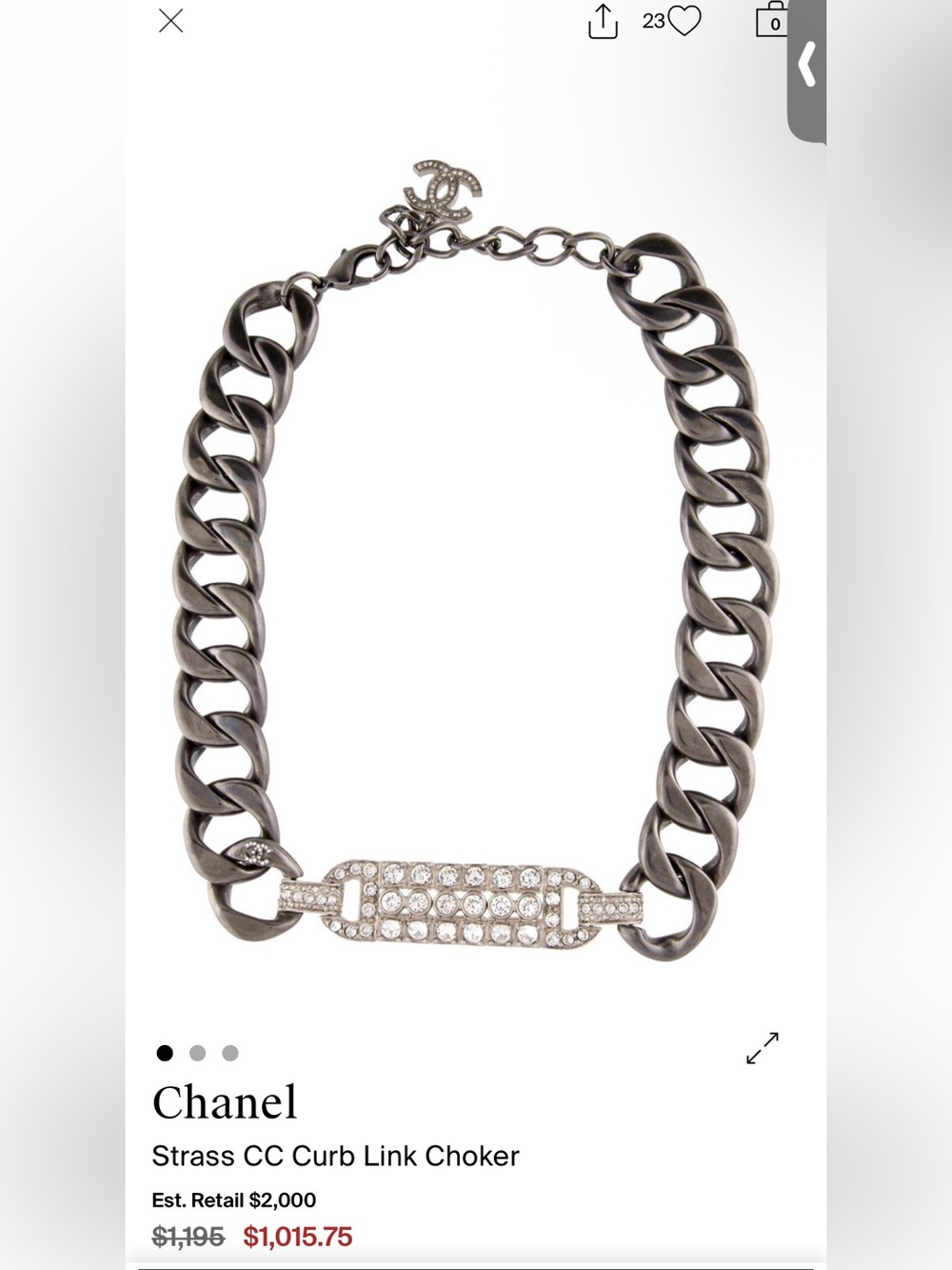 Chanel Crystal-Accented Strass CC Curb Link Choker by Karl Lagerfeld Cruise 2014